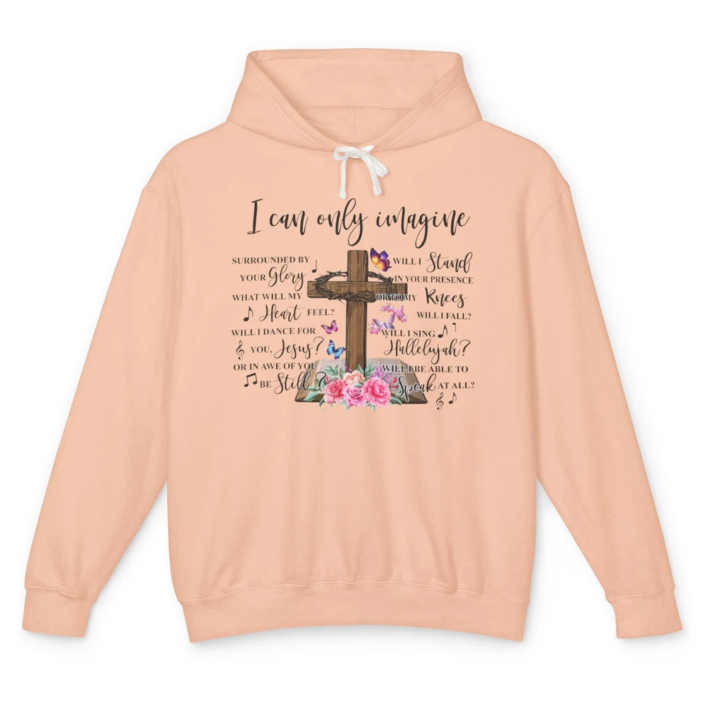 Floral Jesus Cross Butterfly I Can Imagine Christian Gift Unisex Lightweight Hoodie