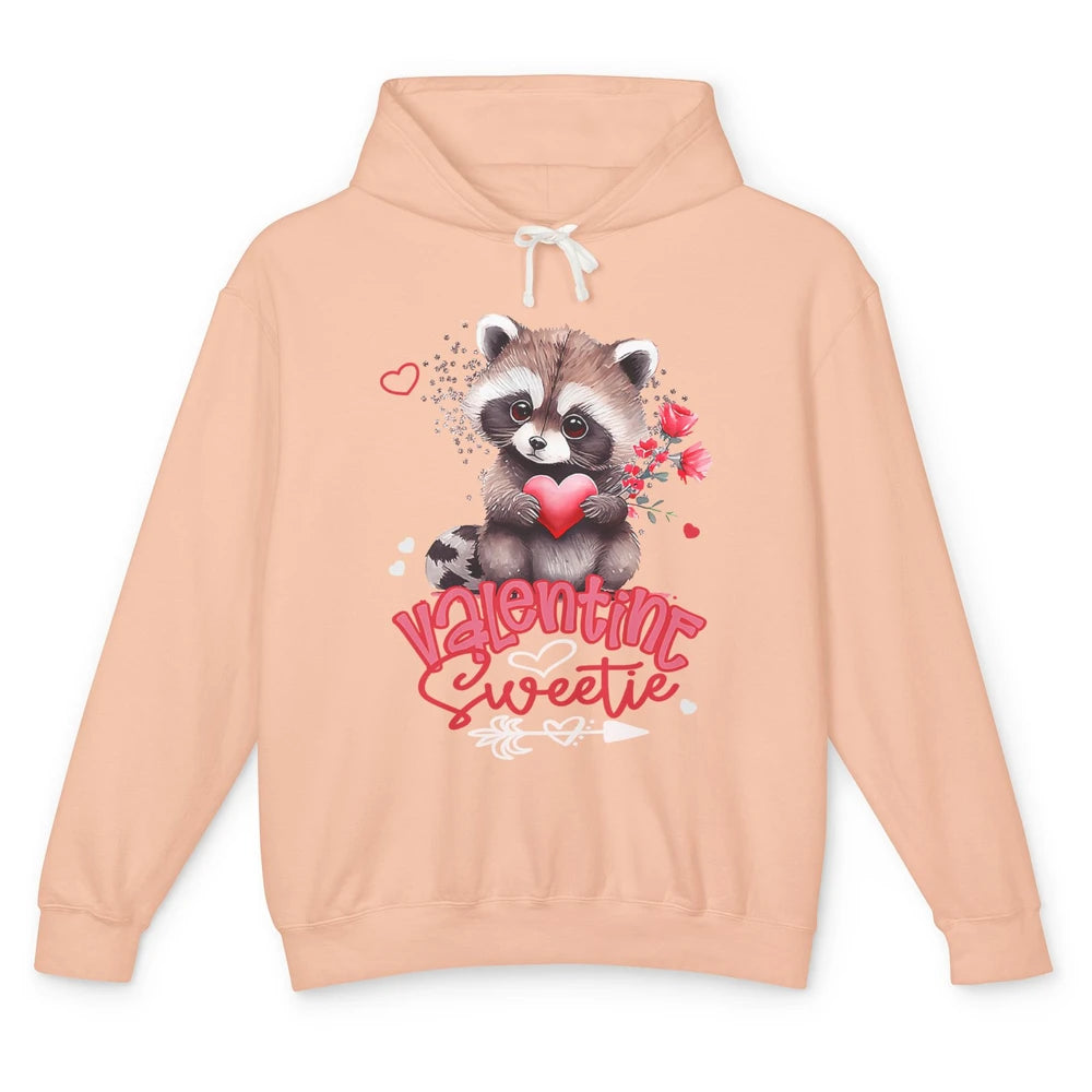 Adorable Baby Raccoon Cute Happy Valentine Sweetie Opossum Unisex Lightweight Hoodie