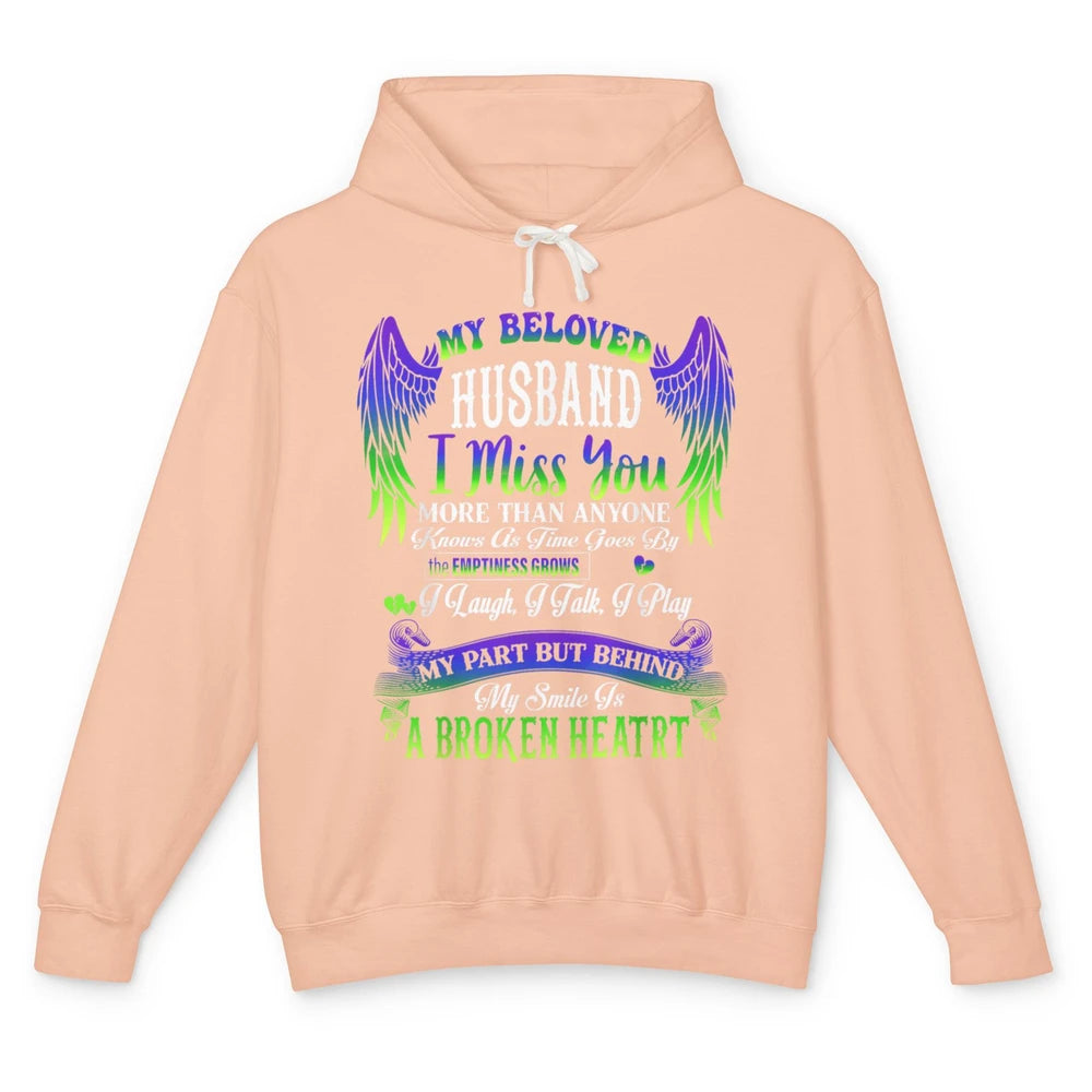 My Husband My Angel In Heaven Love Miss You Husband Wings Unisex Lightweight Hoodie