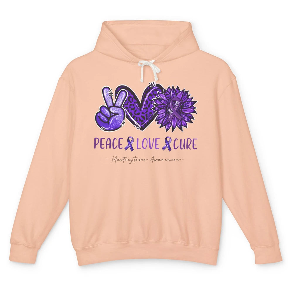 Mastocytosis Awareness Purple Ribbon Peace Love Fight Unisex Lightweight Hoodie