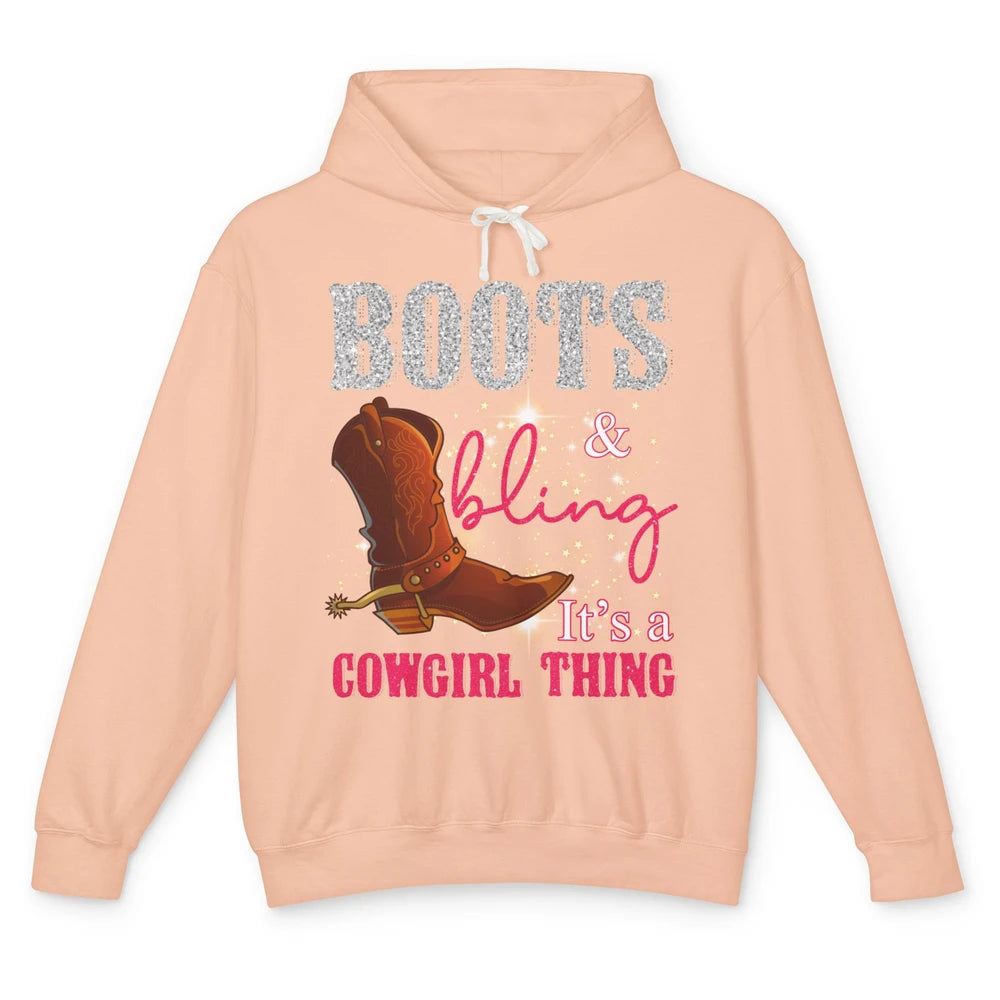 Western Country Cowgirl Thing Boots Bling Women Rodeo Cowboy Unisex Lightweight Hoodie