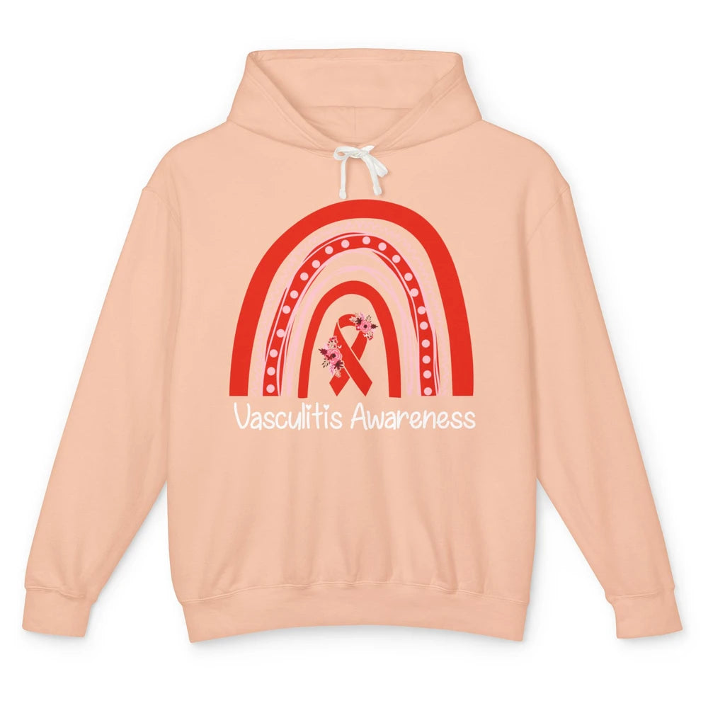 Vasculitis Awareness Red Ribbon Rainbow Blood Vessel Disease Unisex Lightweight Hoodie