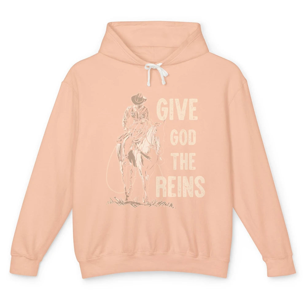 Give God The Rein Cowboy Retro Desert Cactus Western Country Unisex Lightweight Hoodie