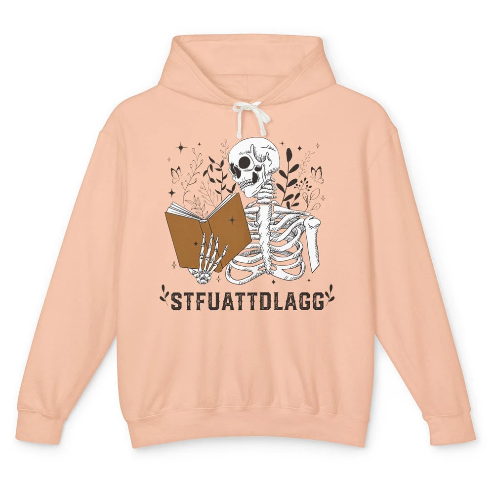 Funny Skeleton Reading Book STFUATTDLAGG Romance Smut Reader Unisex Lightweight Hoodie