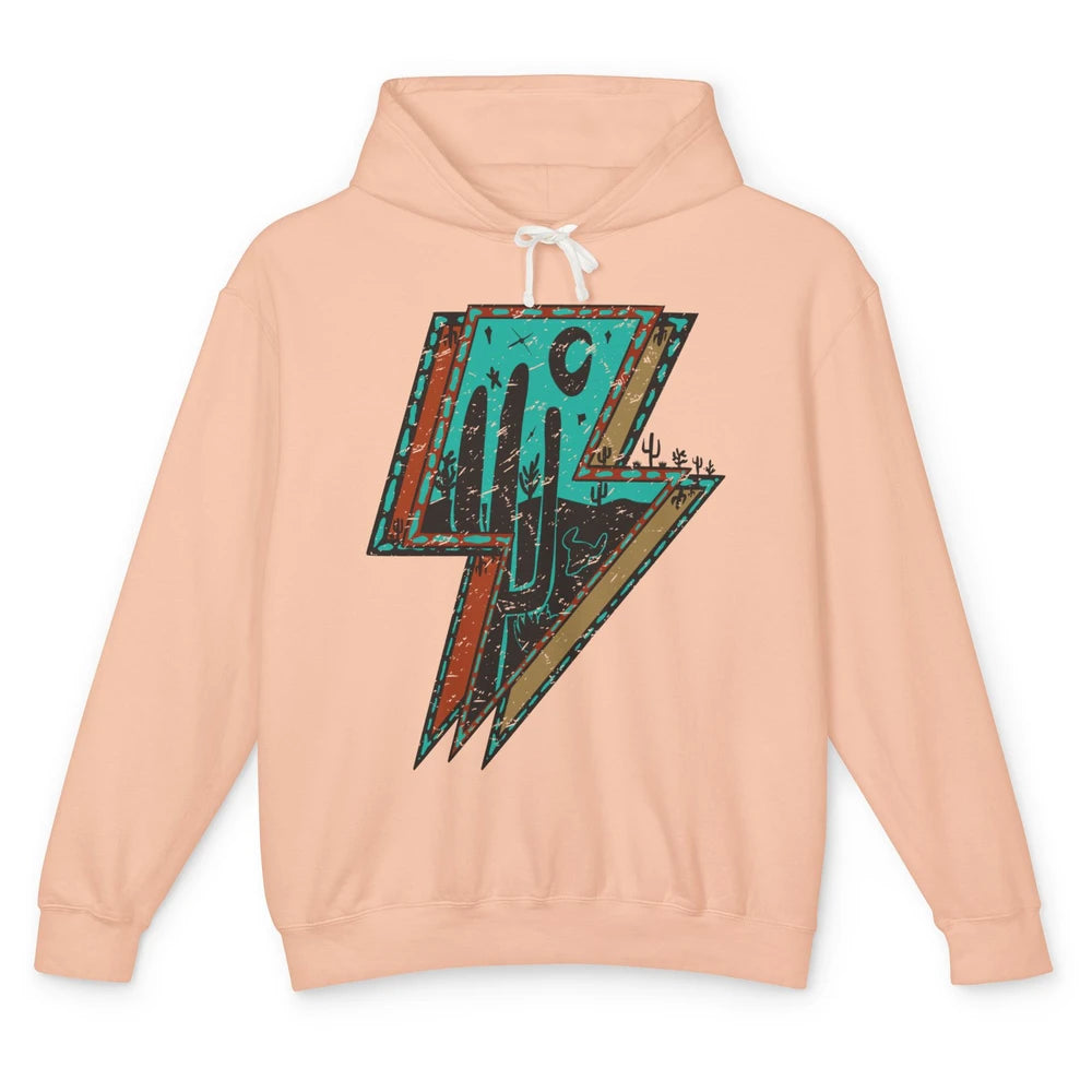 Desert Night Turquoise Lightning Bolt Western Country Girl Unisex Lightweight Hoodie