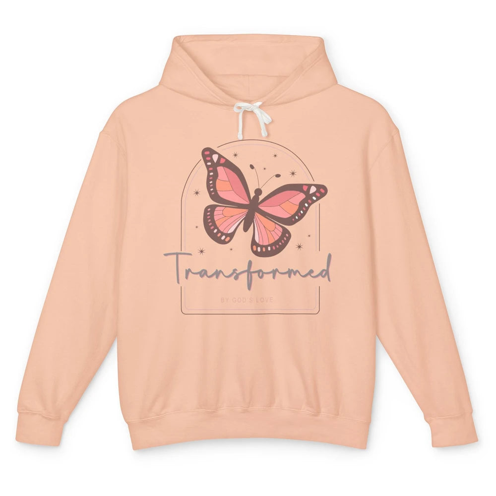 Transformed By God's Love Butterfly Faith Christian Jesus Unisex Lightweight Hoodie