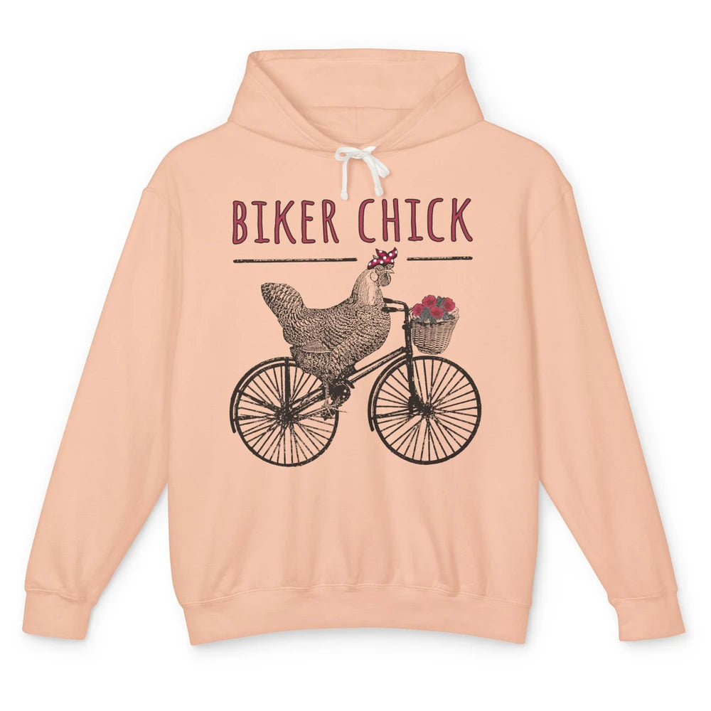 Biker Chick Funny Chicken Cycling Bicycle Women Biking Unisex Lightweight Hoodie