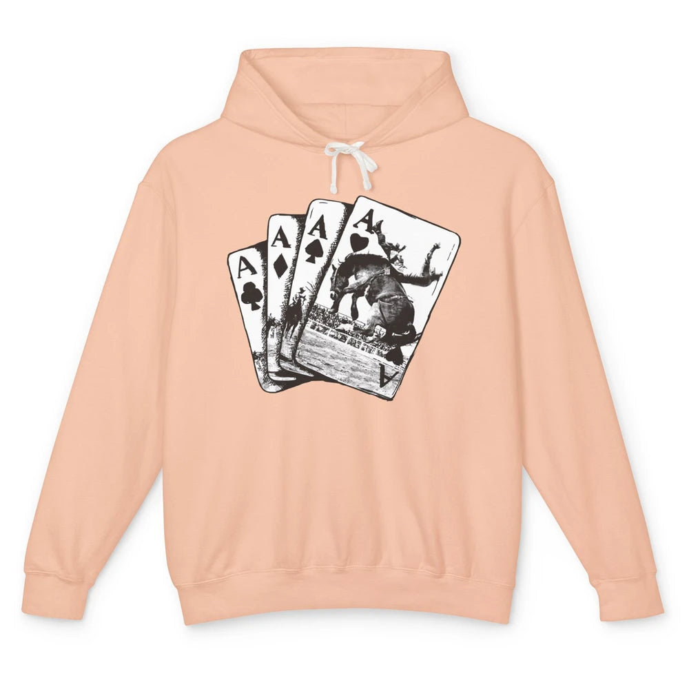 Punchy Cowboy Horsing Playing Cards Western Cowboy Rodeo Unisex Lightweight Hoodie