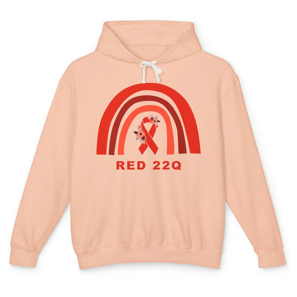 22Q Deletion/DiGeorge Syndrome Awareness Floral Red Rainbow Unisex Lightweight Hoodie