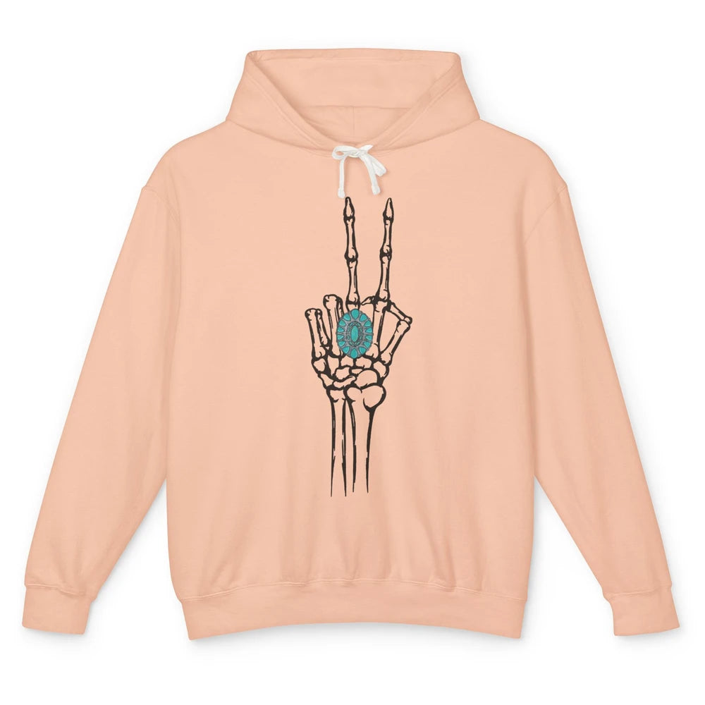 Retro Skeleton Turquoise Ring Western Future Bride Engaged Unisex Lightweight Hoodie