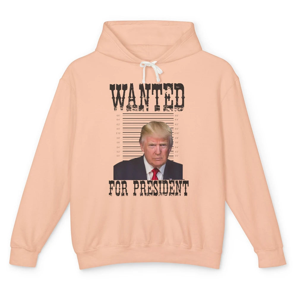 Wanted For President Support Trump 2024 Back Anti Biden Unisex Lightweight Hoodie