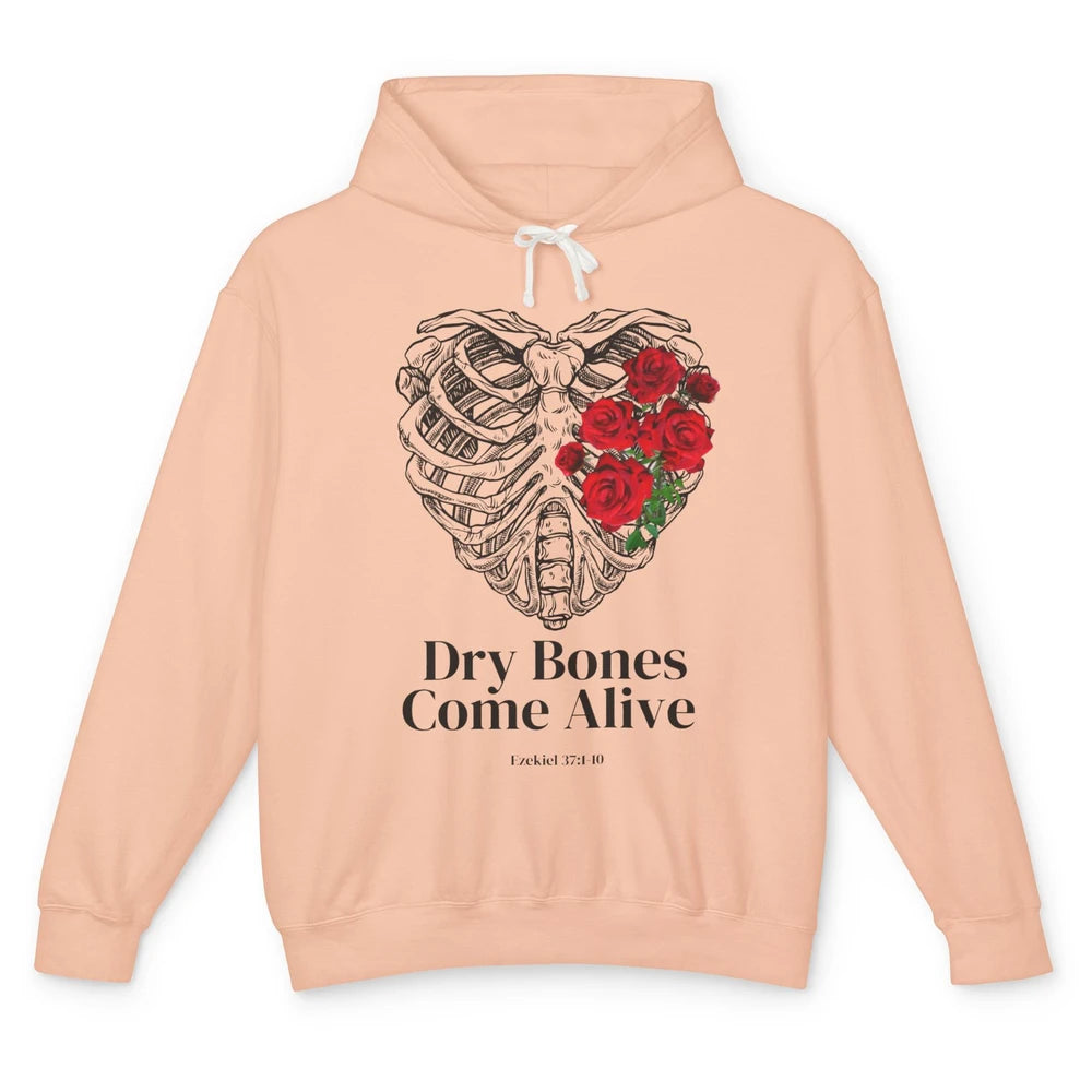 Floral Rib Cage Dry Bones Come Alive Bible Verse Christian Unisex Lightweight Hoodie