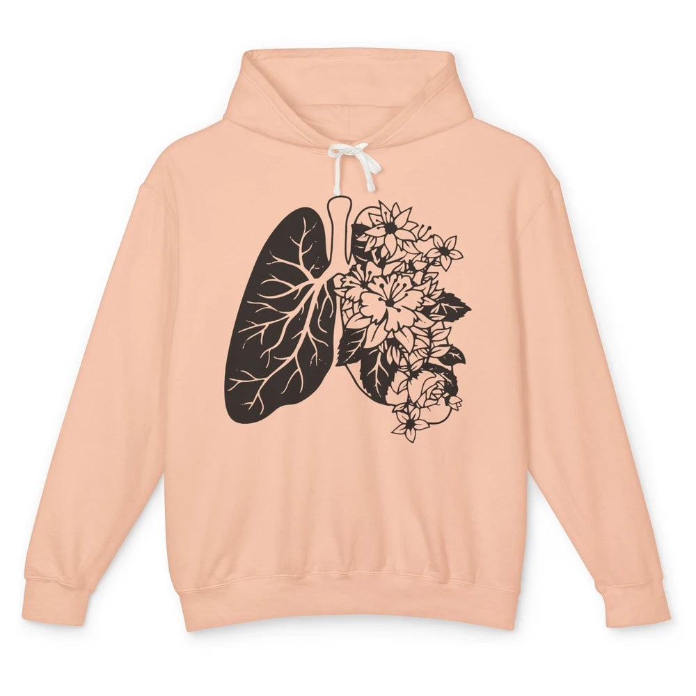 Anatomical Lungs Floral Breathe Respiratory Therapy RT Unisex Lightweight Hoodie