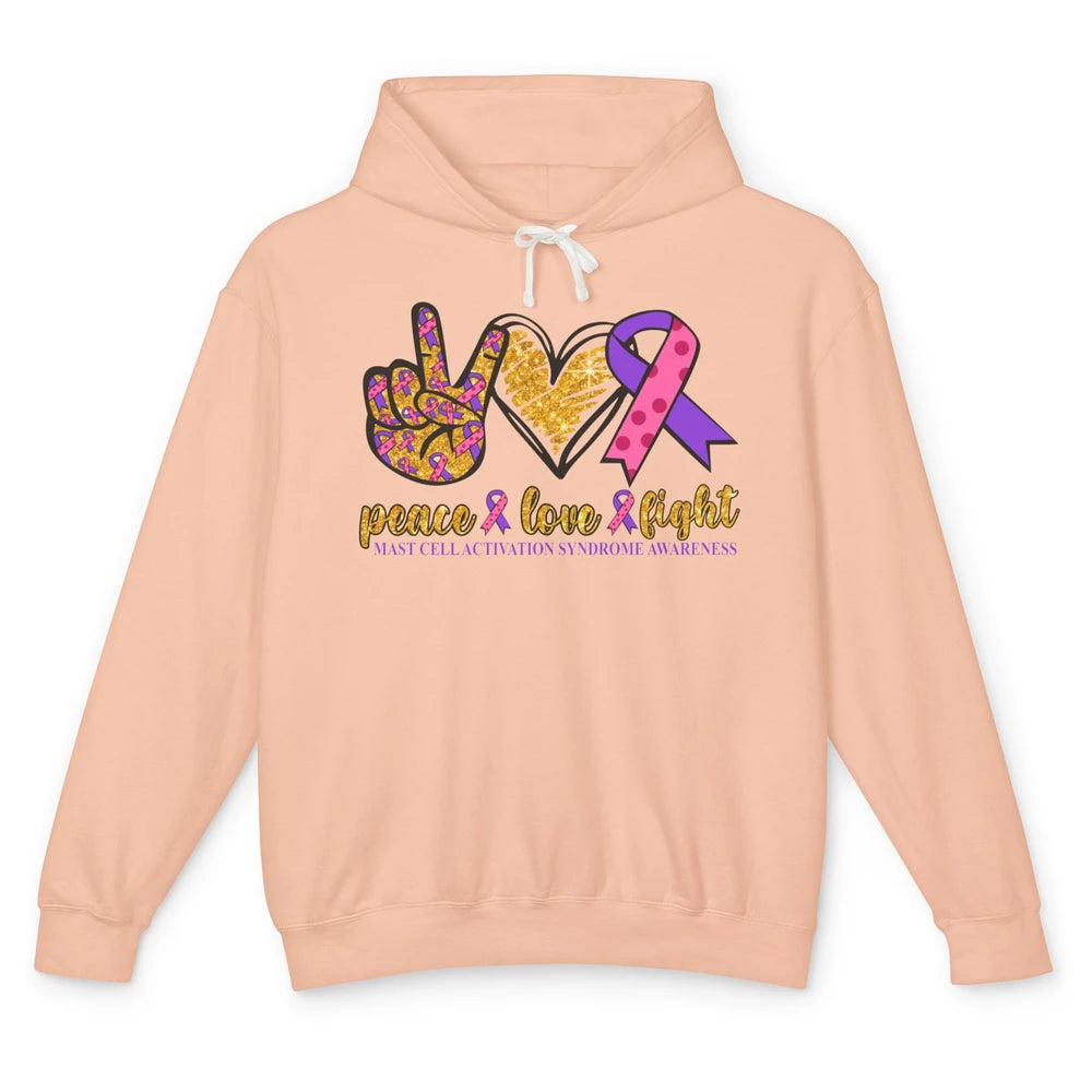 Mast Cell Activation Syndrome Awareness Peace Love Fight Unisex Lightweight Hoodie