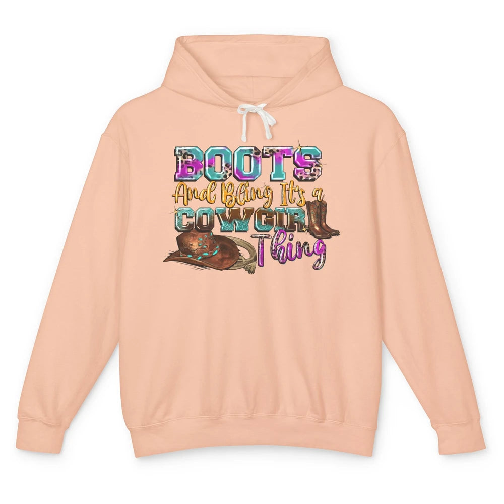 Leopard Boots And Bling It's A Cowgirl Thing Western Country Unisex Lightweight Hoodie