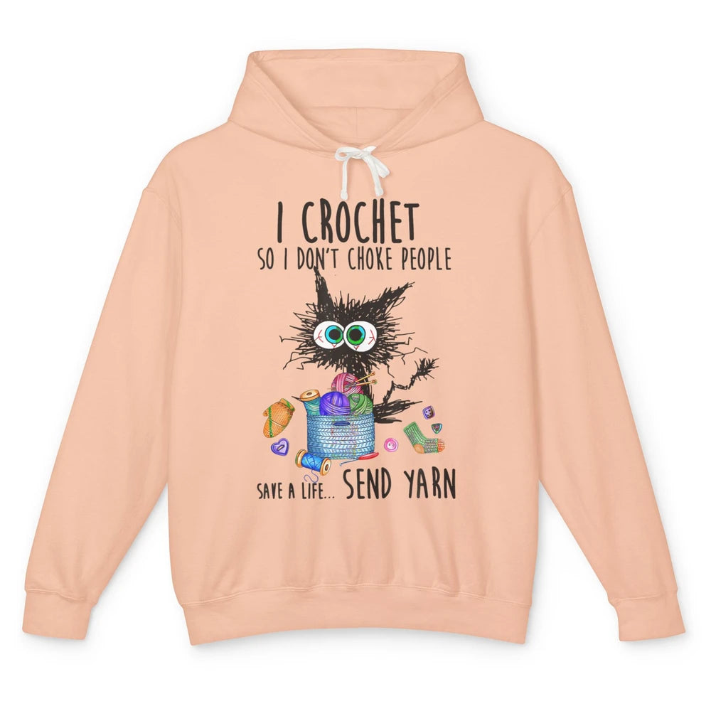 I Crochet So I Dont Choke People Cute Black Cat Knit Vintage Unisex Lightweight Hoodie