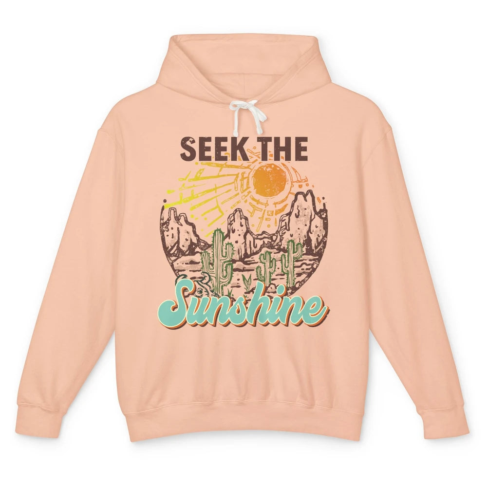 Retro Desert Cactus Seek The Sunshine Western Country Girls Unisex Lightweight Hoodie