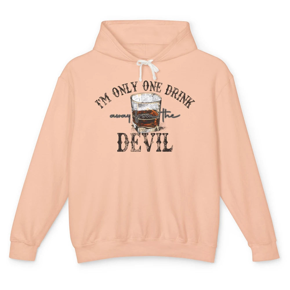 Retro Whiskey I'm Only One Drink Away From The Devil Western Unisex Lightweight Hoodie