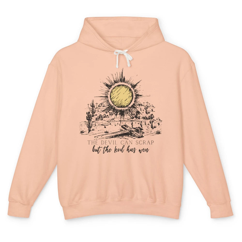 The Devil Can Scrap But The Lord Has Won Western Christian Unisex Lightweight Hoodie