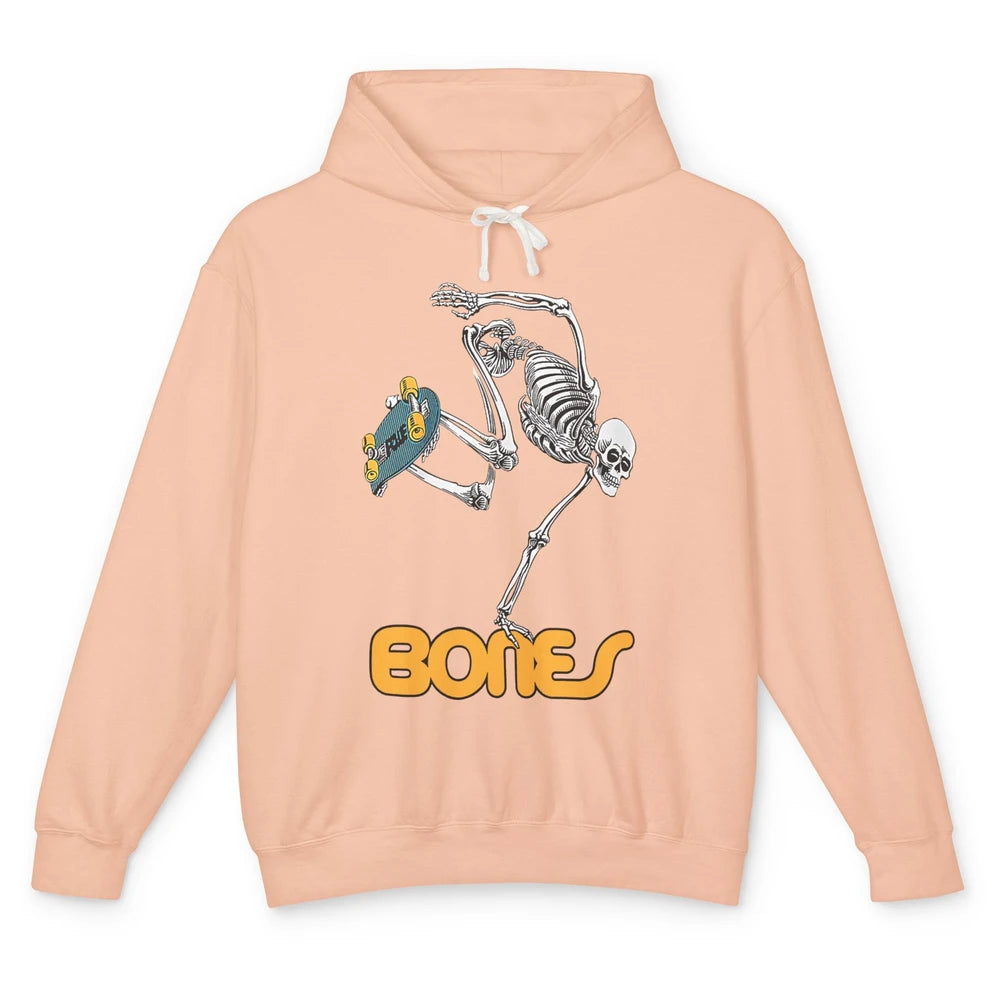 Funny Skeleton Skateboarding Halloween Bones Costume Gift Unisex Lightweight Hoodie