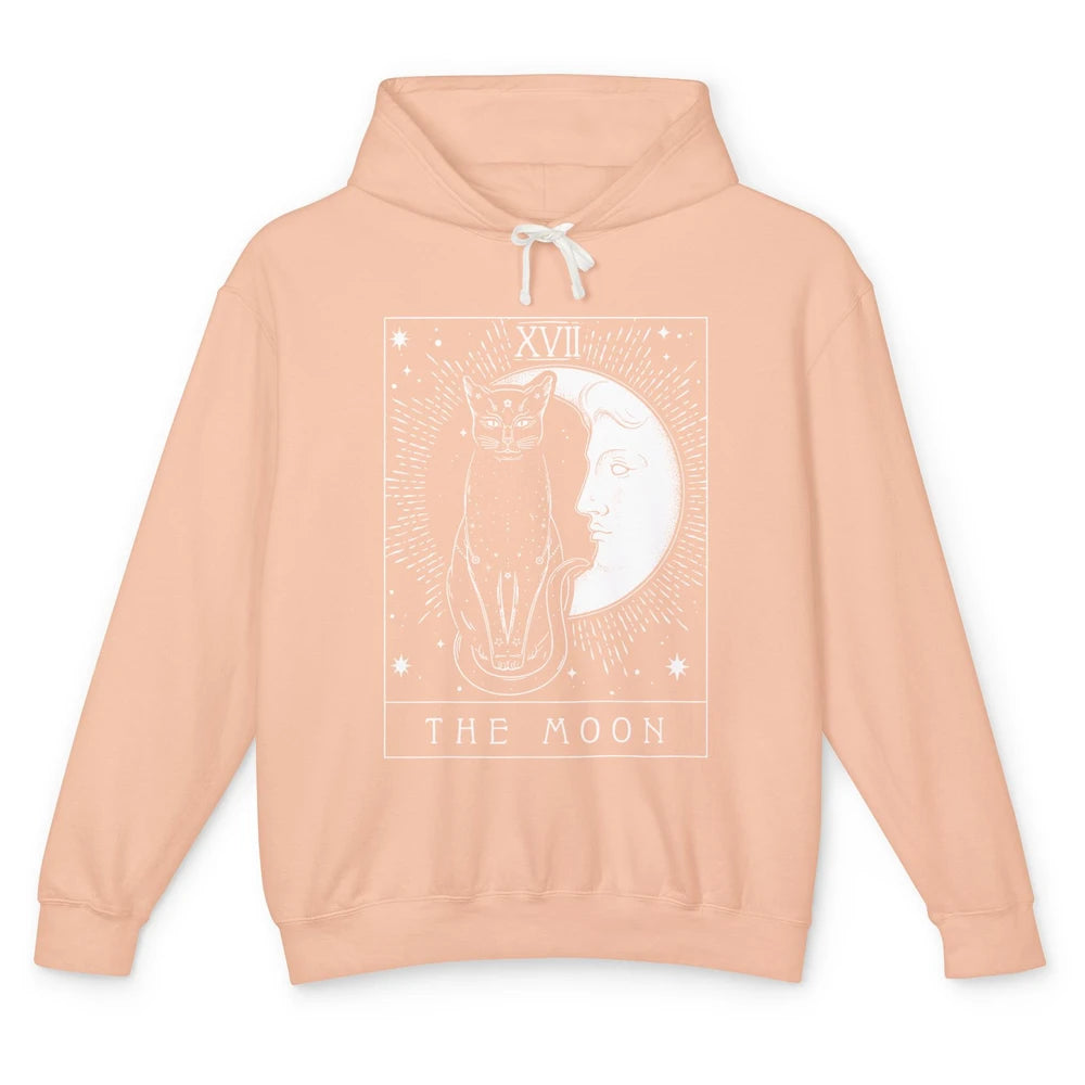 Retro Halloween Gothic Cat The Moon Tarot Card Witchcraft Unisex Lightweight Hoodie