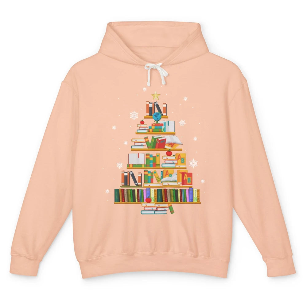 Funny Book Christmas Tree Book Reading Lovers Chritmas Gift Unisex Lightweight Hoodie