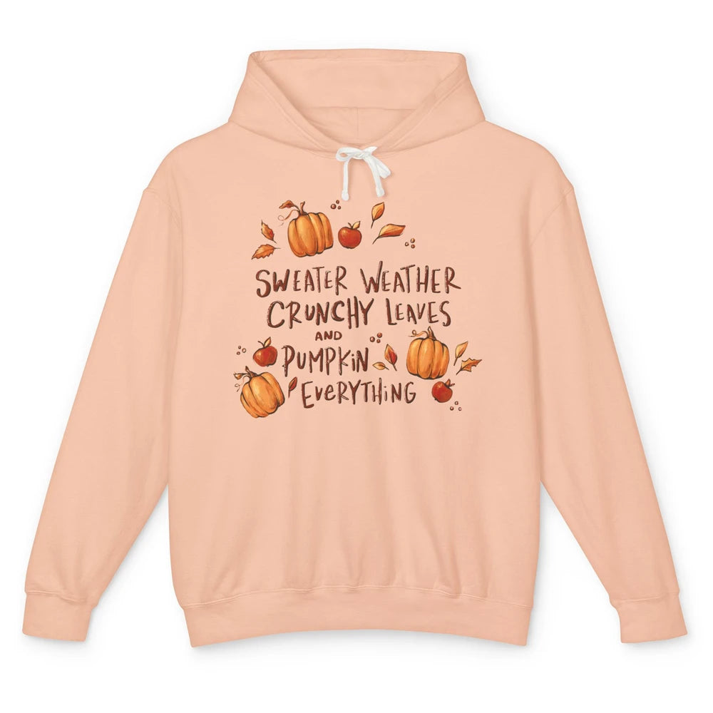 Sweater Weather Crunchy Leave Pumpkin Everythin Western Fall Unisex Lightweight Hoodie