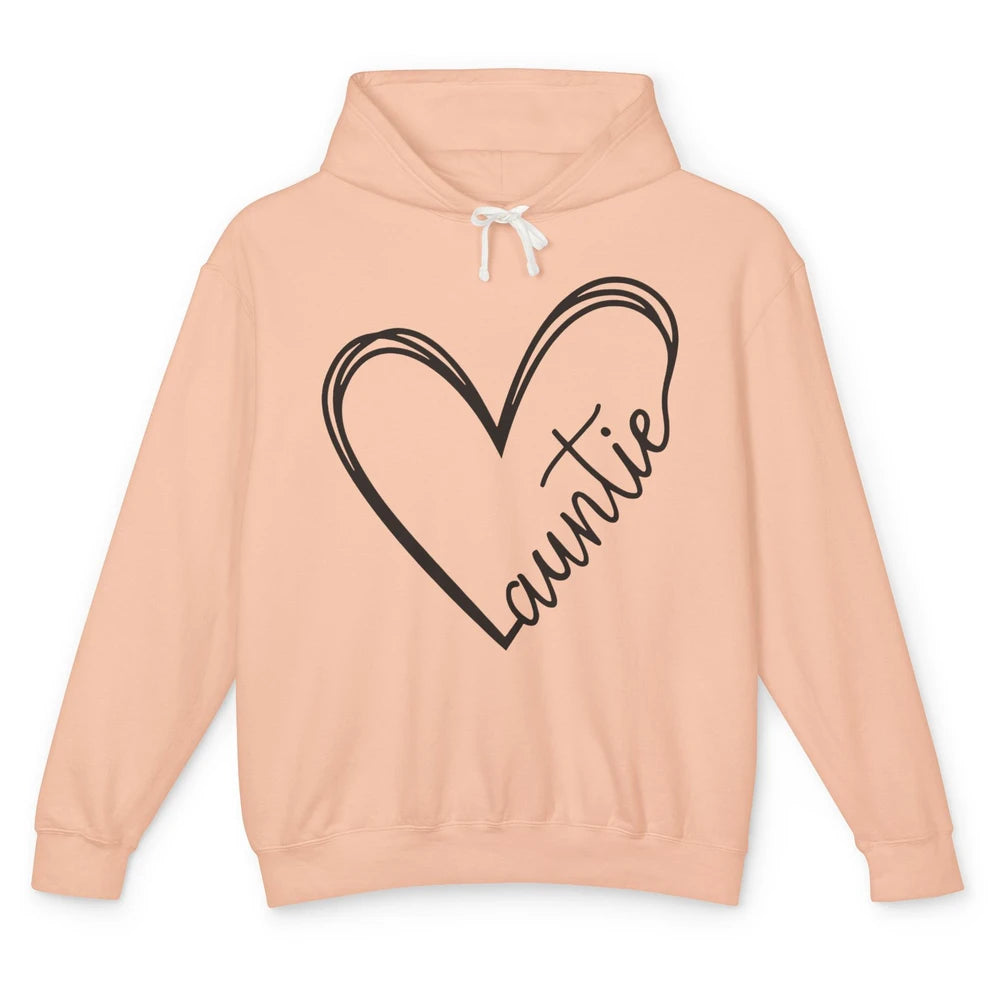 Cute Love Auntie Heart Typography Aunt Life Minimal Half Mom Unisex Lightweight Hoodie