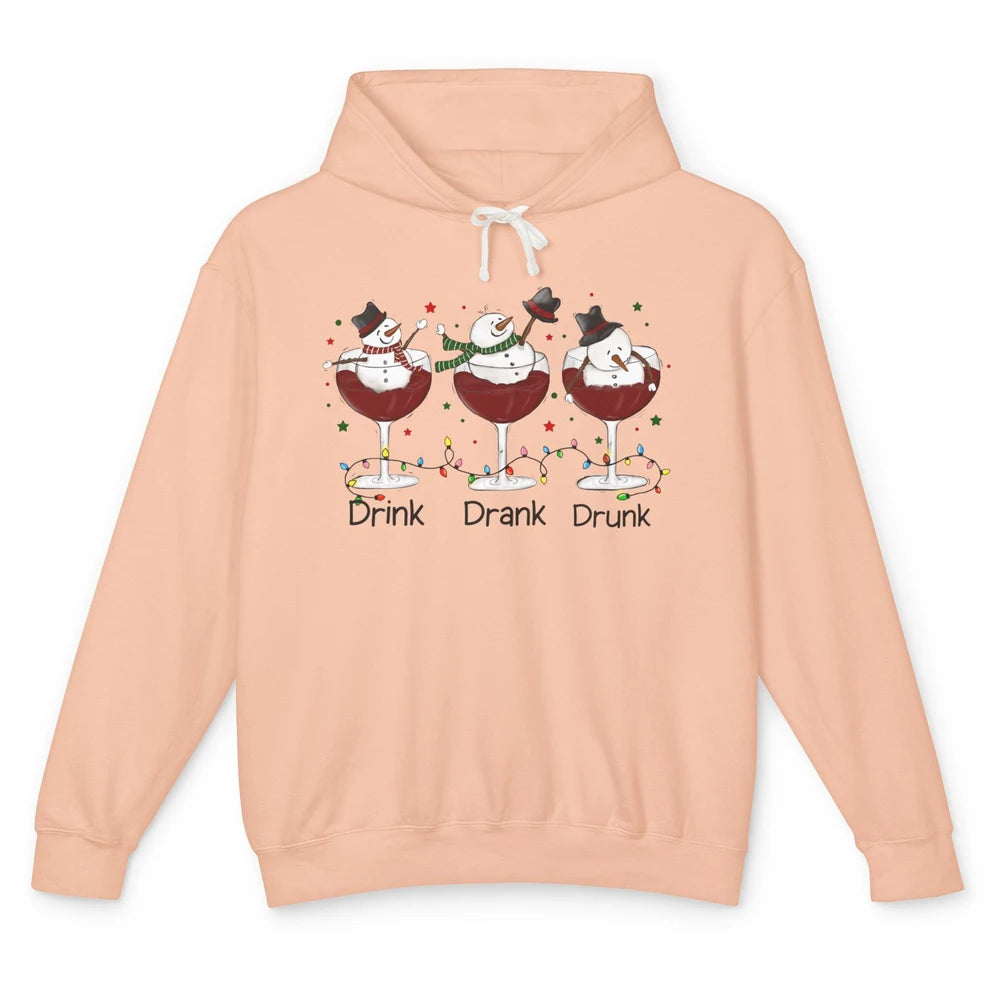 Funny Snowman Wine Christmas Drink Drank Drunk Christmas Unisex Lightweight Hoodie