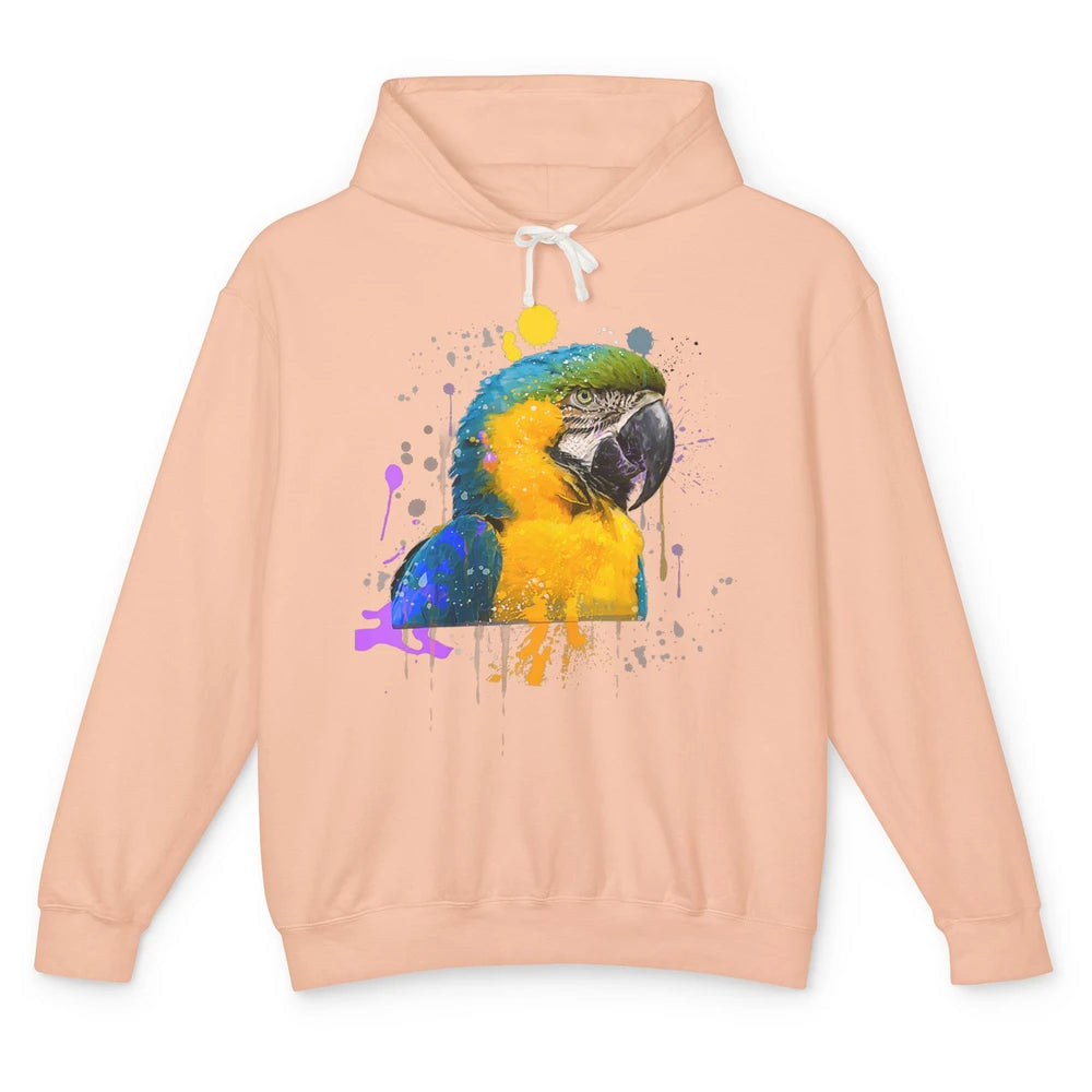 Funny Watercolor Blue And Gold Macaw Parrot Bird Face Flight Unisex Lightweight Hoodie