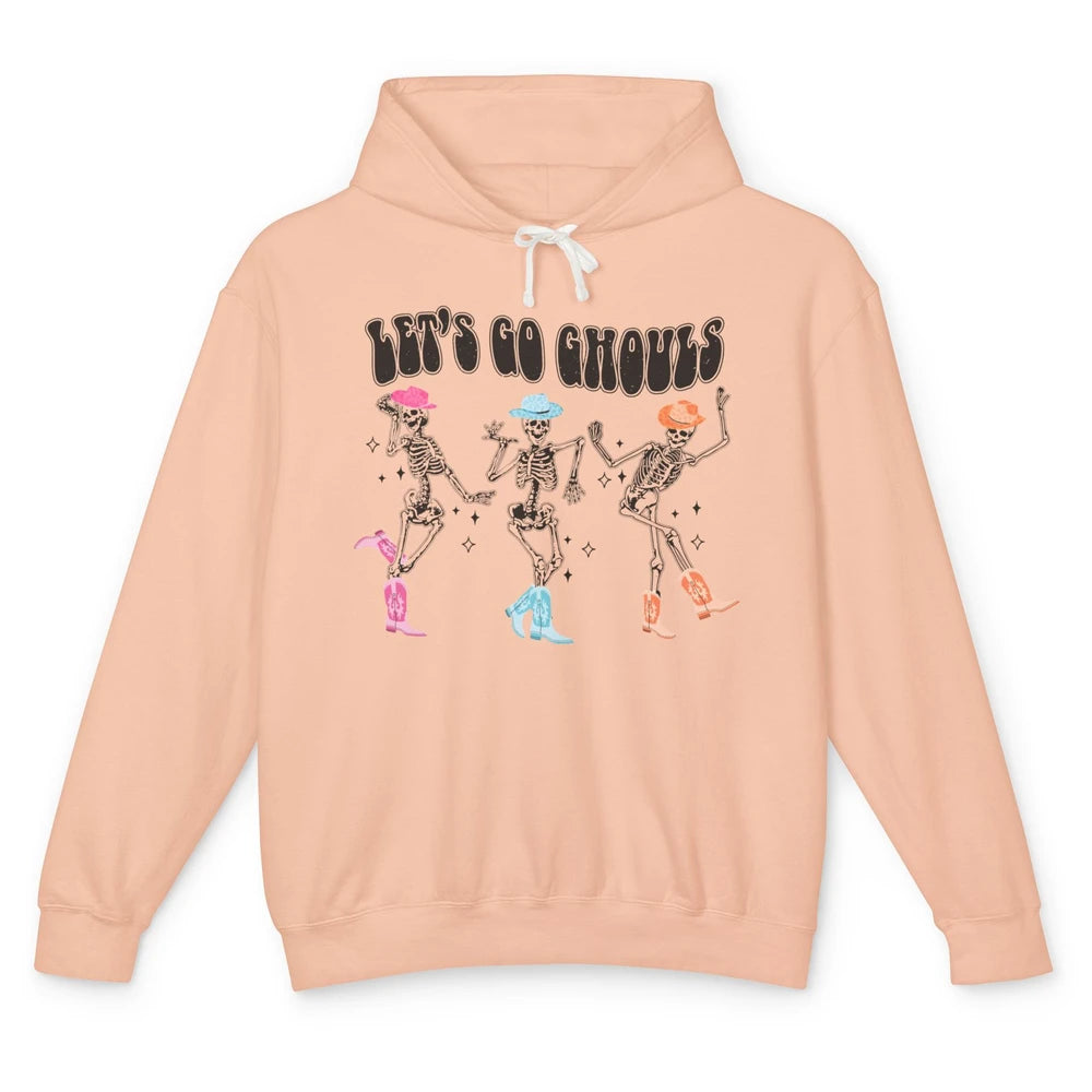 Dancing Skeleton Cowboy Let's Go Ghouls Western Halloween Unisex Lightweight Hoodie