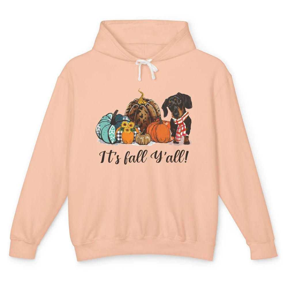 Weenie Dog Love Fall Yall Pumpkin Autumn Halloween Dachshund Unisex Lightweight Hoodie