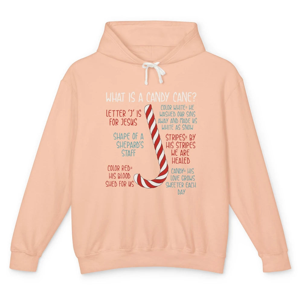 Merry Christmas Candy Cane Xmas Sayings Believe Faith Jesus Unisex Lightweight Hoodie