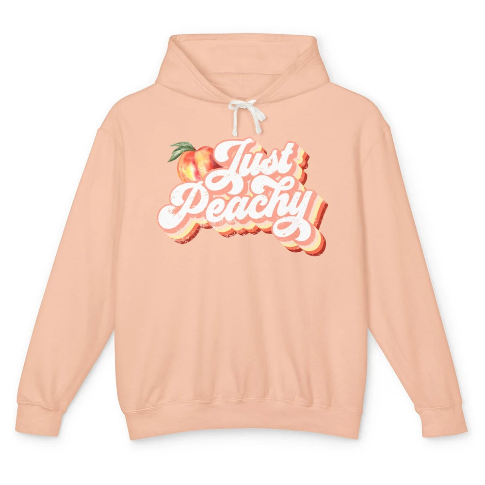 Just Peachy Retro 70s Georgia Peaches Summer Fruit Unisex Lightweight Hoodie