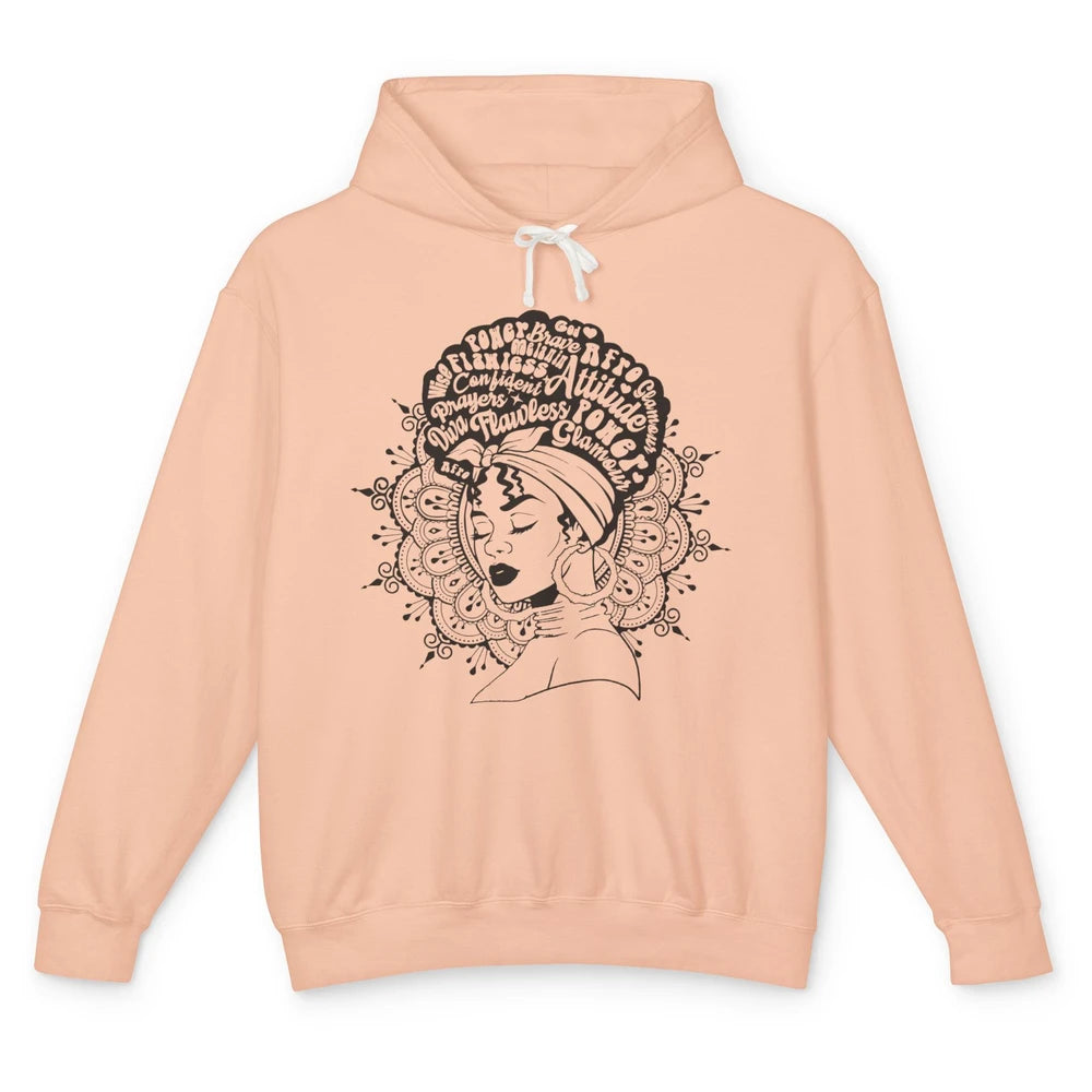 Afro Melanin Woman Turban Hair Quotes African American Woman Unisex Lightweight Hoodie