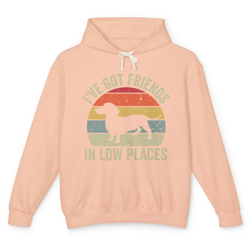 Vintage Dachshund I've Got Friends In Low Places Wiener Mom Unisex Lightweight Hoodie