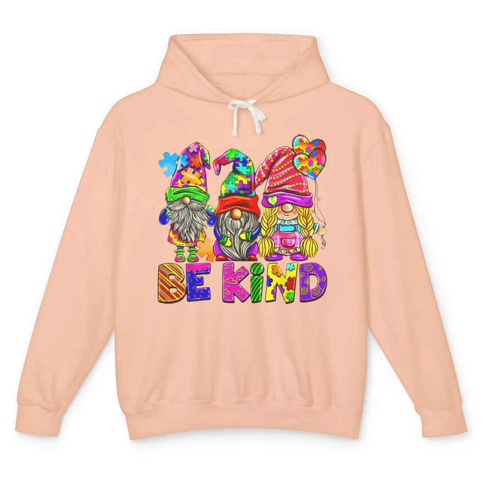 Be Kind Gnome Autism Awareness Month Autistic Jigsaw Puzzle Unisex Lightweight Hoodie