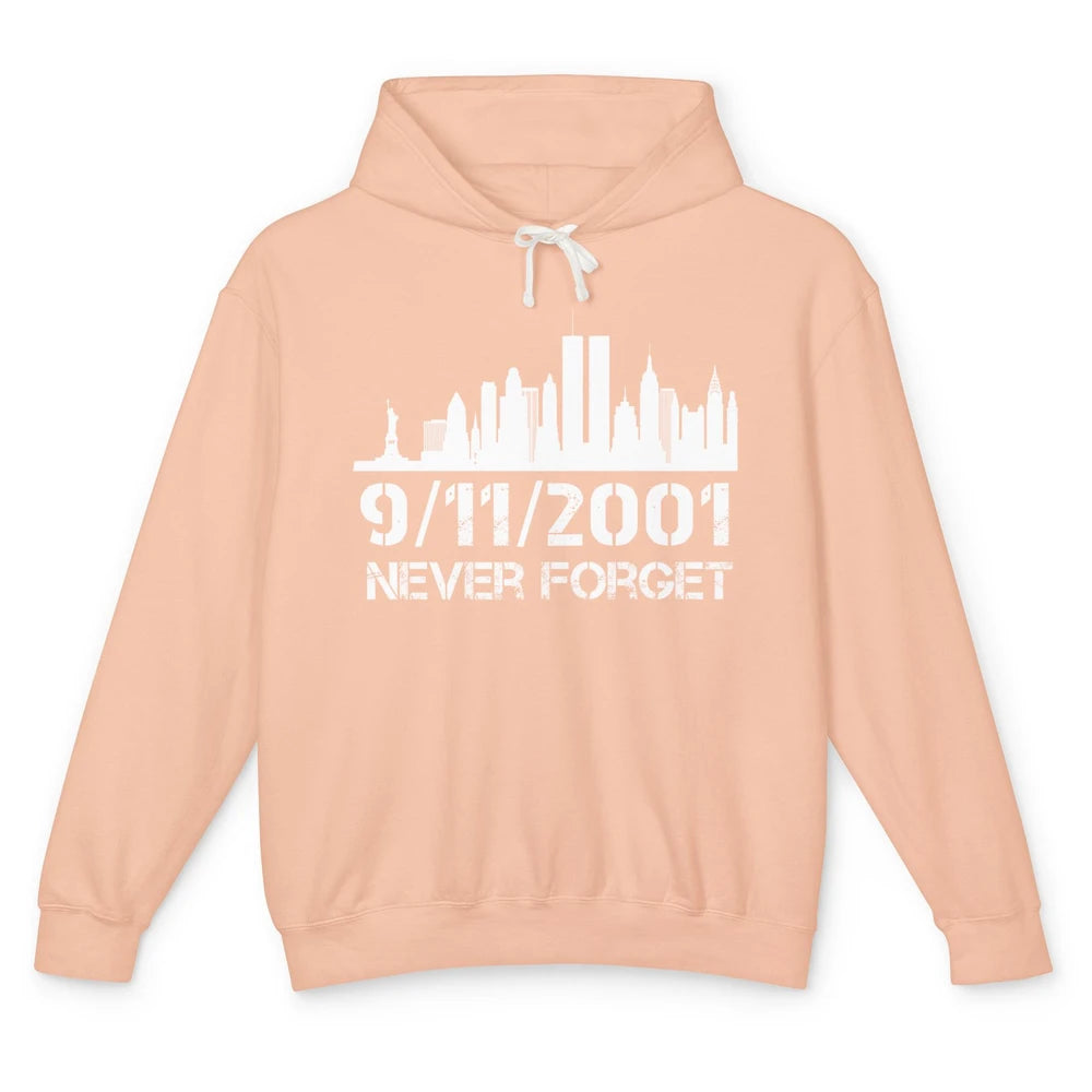 Never Forget 9/11 20th Anniversary Patriot Memorial Day Unisex Lightweight Hoodie