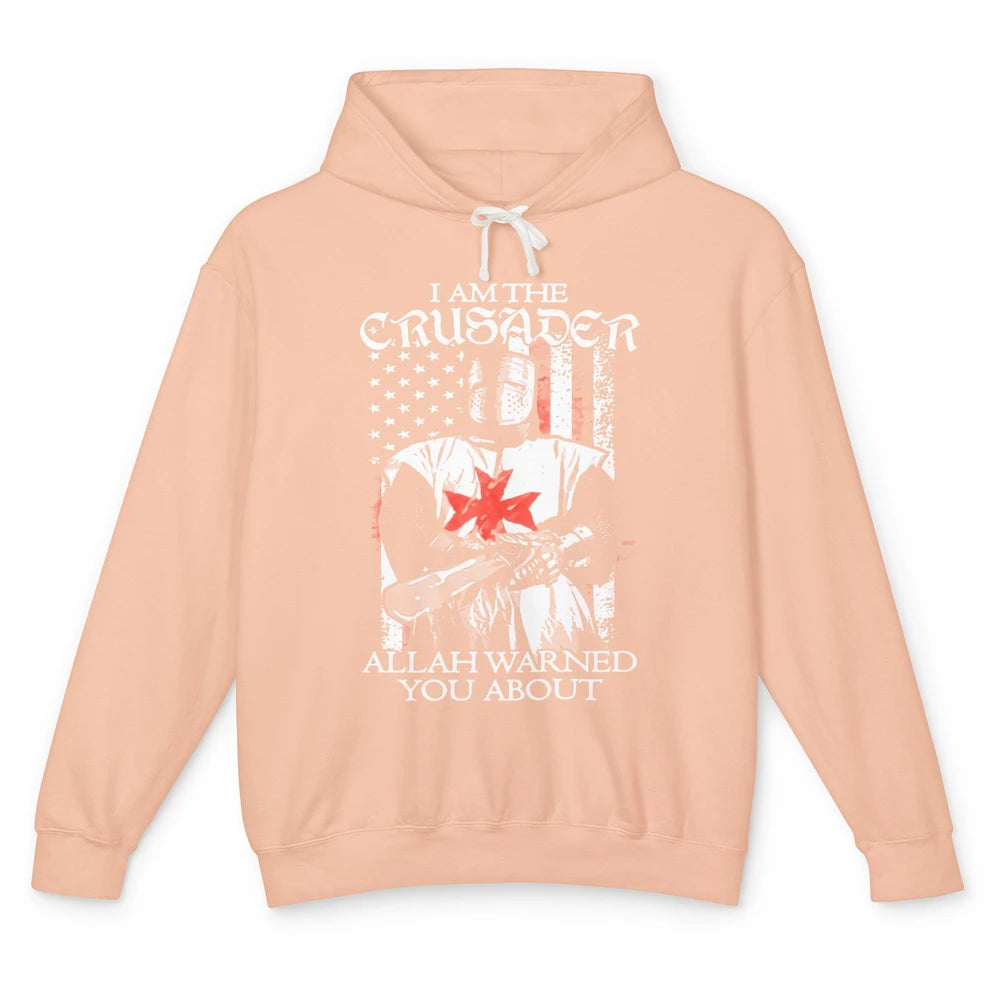 US Flag Knight Templar I'm Crusader Allah Warned You About Unisex Lightweight Hoodie