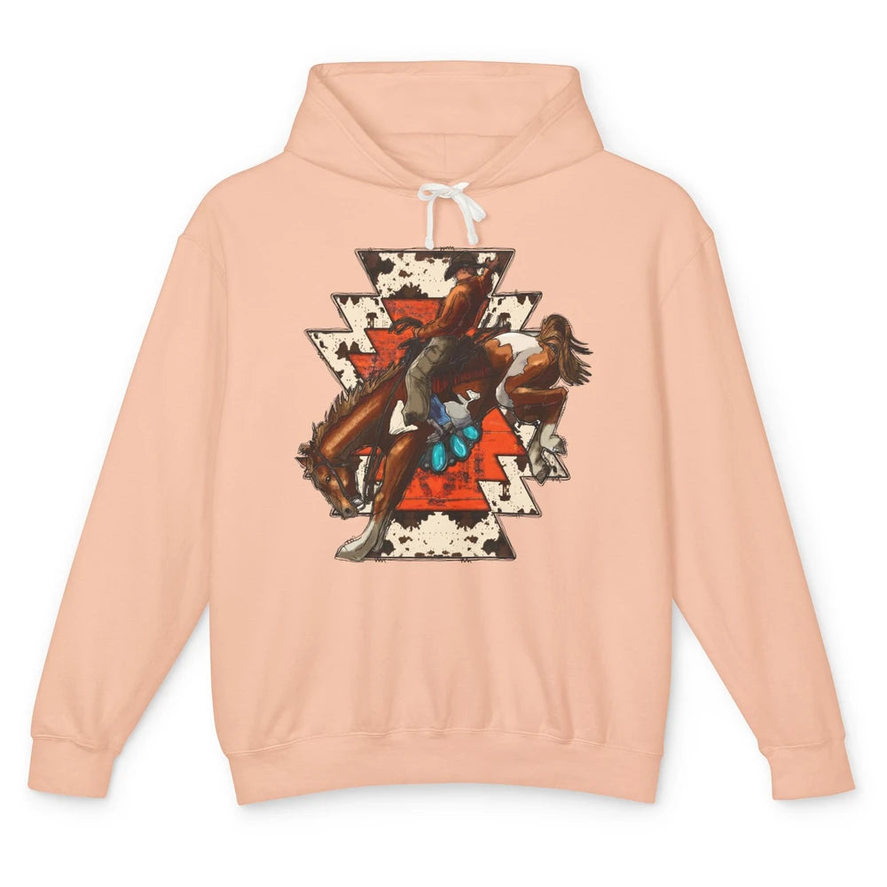 Aztec Cowhide Rodeo Hold Your Horses Cowboy Western Gemstone Unisex Lightweight Hoodie