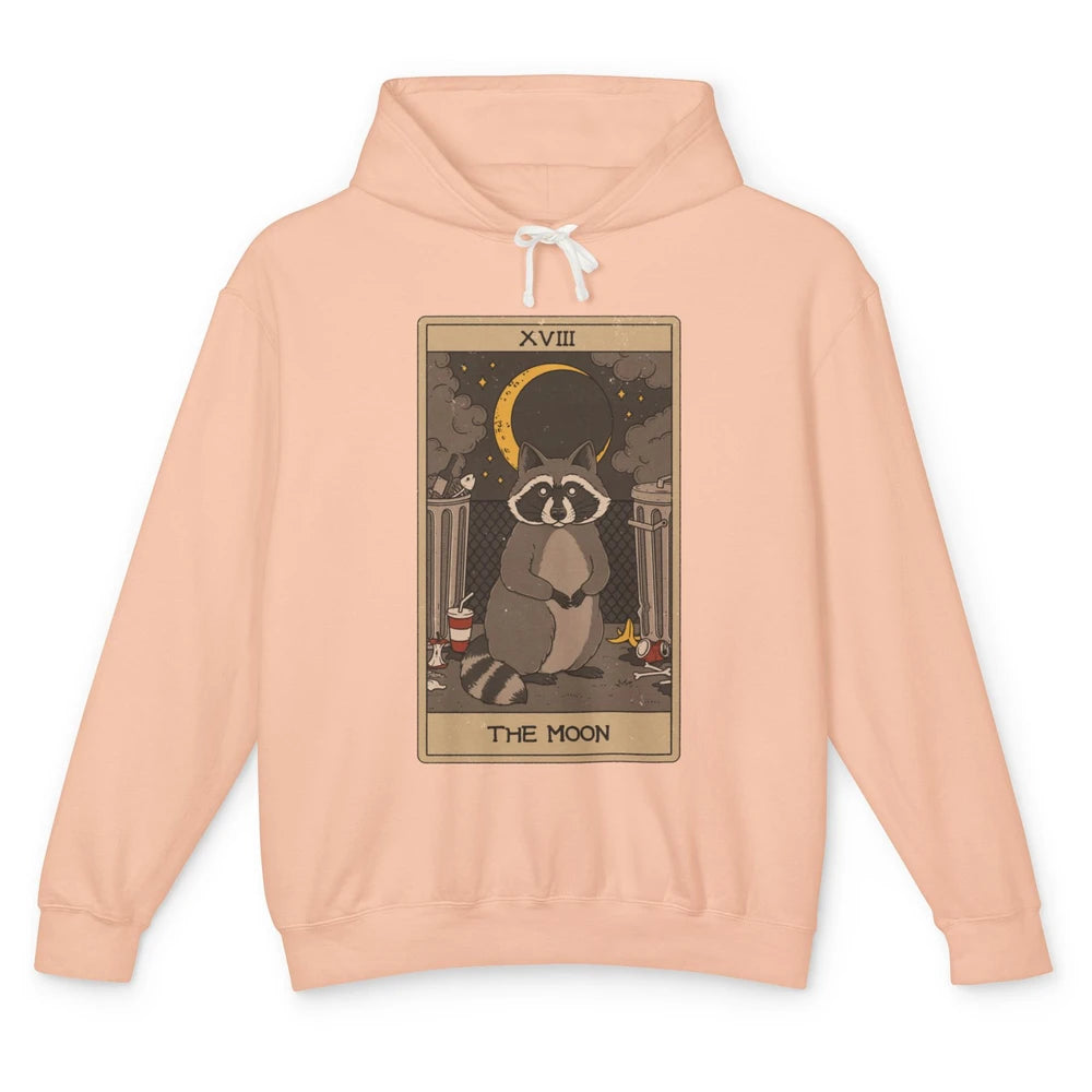 The Moon Raccoon Tarot Card Vintage Opossum Trashed Panda Unisex Lightweight Hoodie