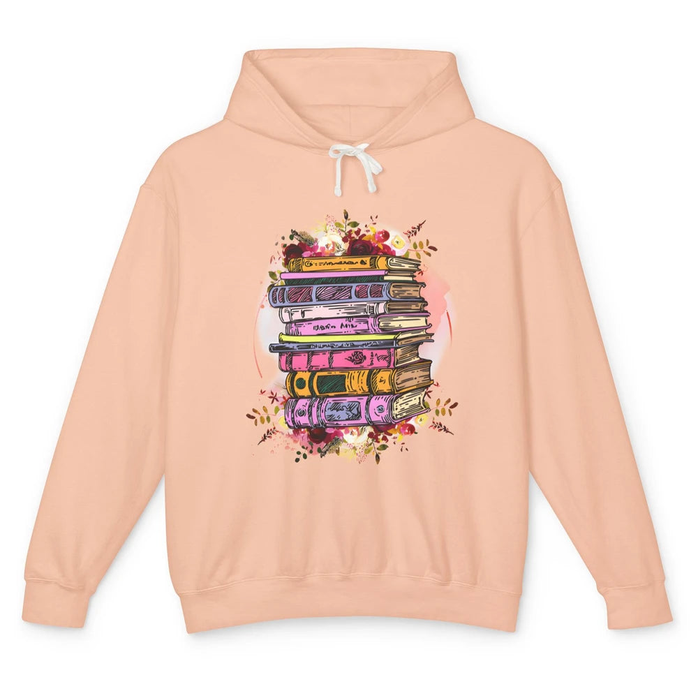 Book Wildflower Floral Aesthetic Librarian Bookworm Bookish Unisex Lightweight Hoodie