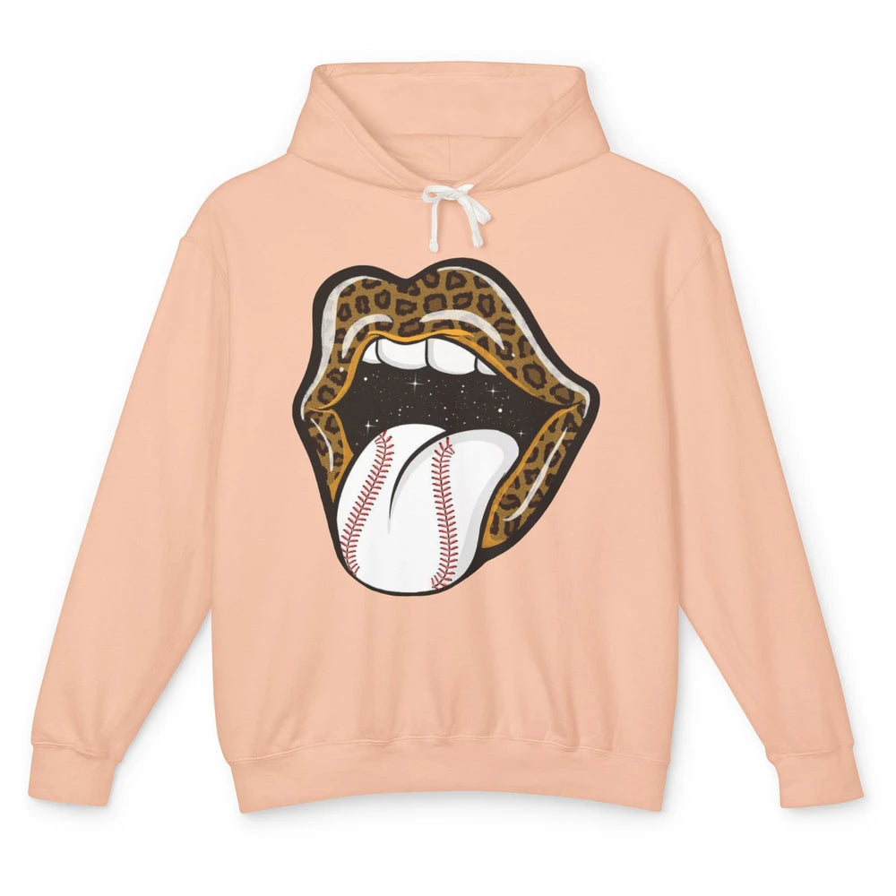 Baseball Lovers Leopard Lips Baseball Players Gift Unisex Lightweight Hoodie