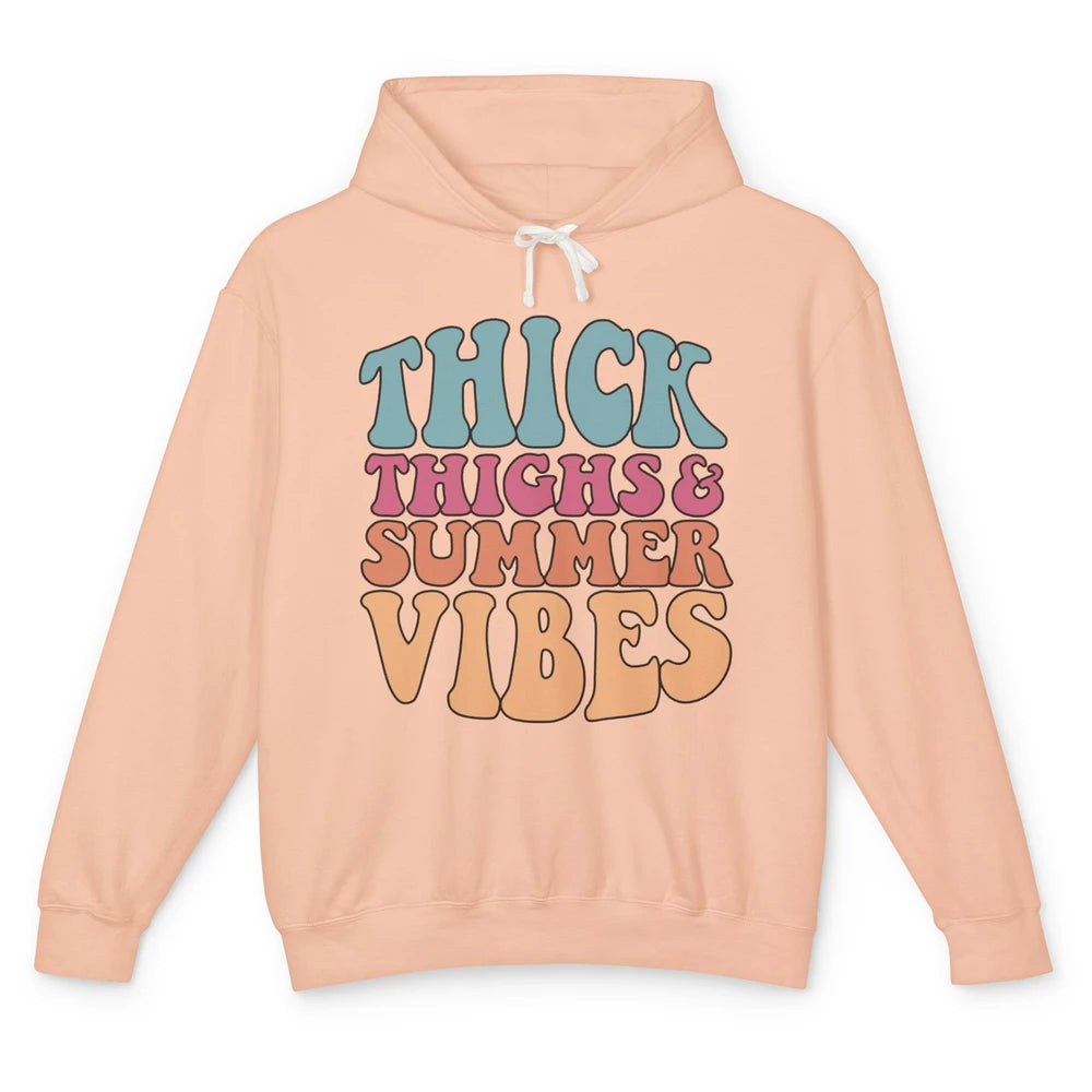 Funny Thick Thighs Summer Vibes Summer Holiday Beach Life Unisex Lightweight Hoodie