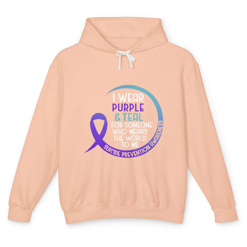 Wear Purple And Teal Ribbon Warrior Suicide Prevention Month Unisex Lightweight Hoodie