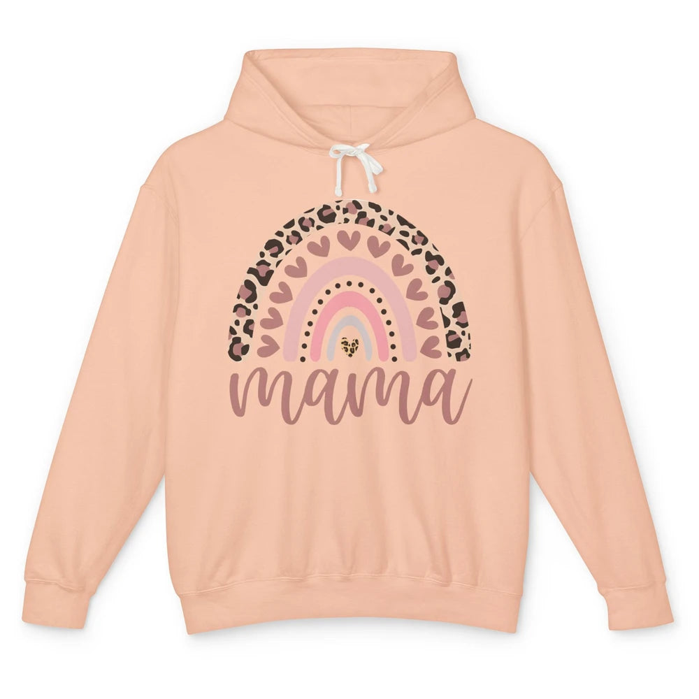 Mama Leopard Rainbow Cheetah Love Mini Mothers Valentine Day Unisex Lightweight Hoodie