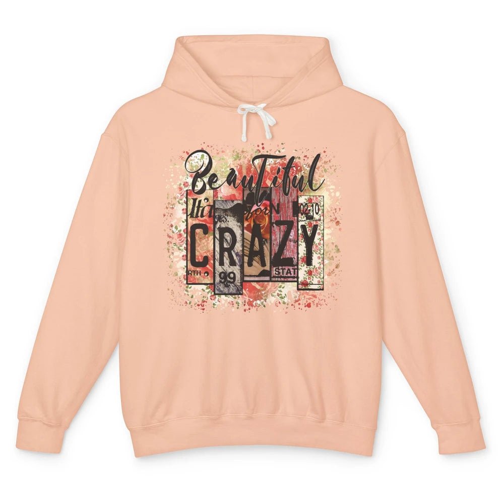 Retro Floral Western Cowgirl Beautiful Crazy Country Music Unisex Lightweight Hoodie