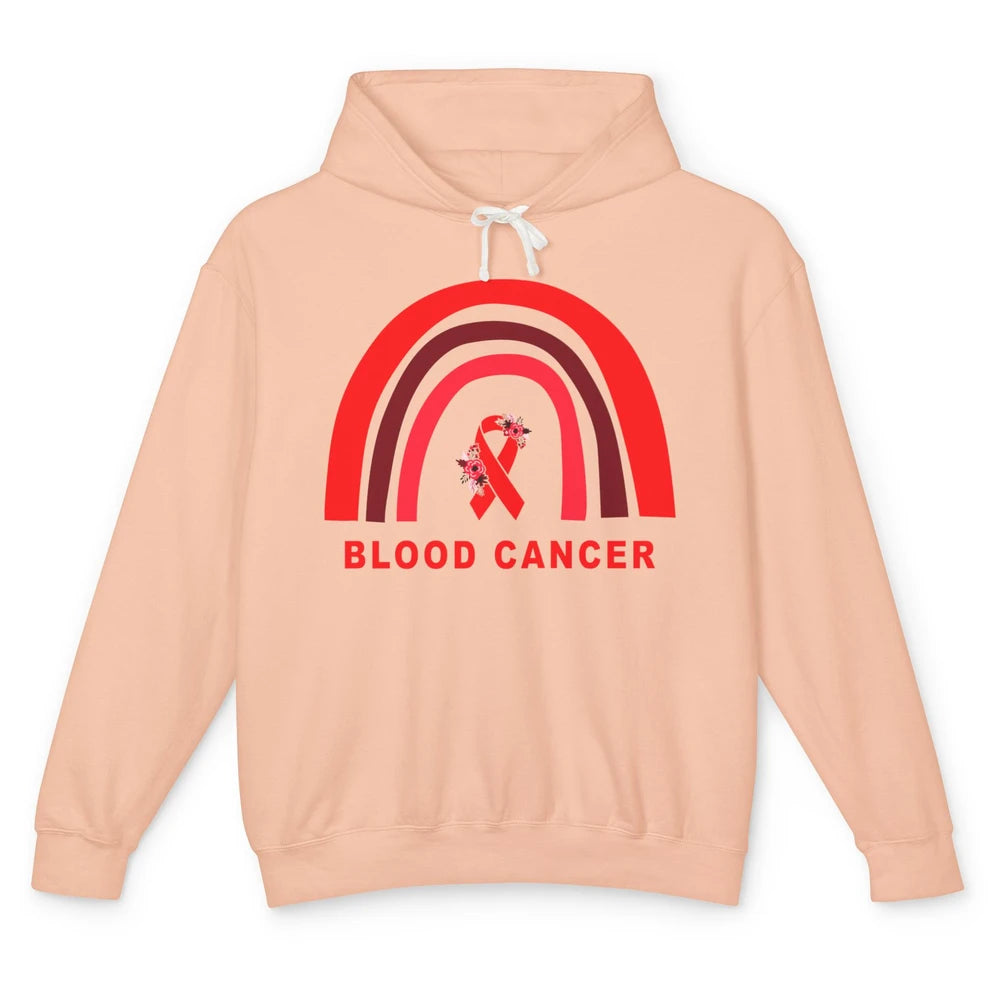 Blood Cancer Awareness Floral Red Ribbon Cute Rainbow Unisex Lightweight Hoodie