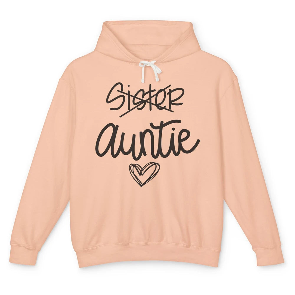 Funny Sister Promoted To Auntie Heart Sister Aunt Gift Unisex Lightweight Hoodie