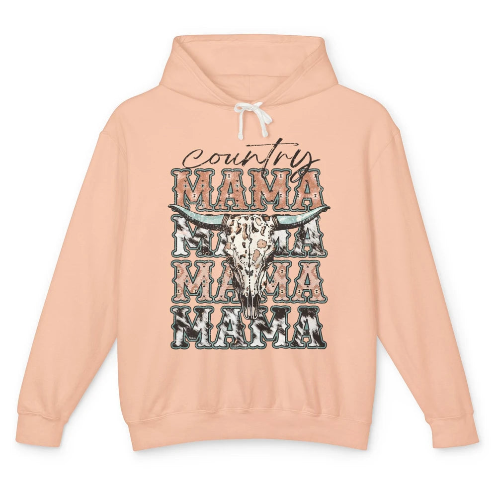 Leopard Boho Bull Skull Country Mama Desert Spirit Western Unisex Lightweight Hoodie